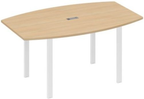 Стол для переговоров фигурный Мира Нумо, цвет натуральный дуб + белый