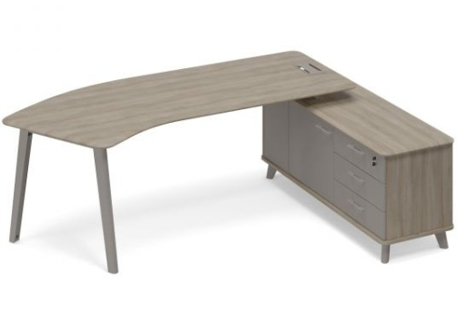 Стoл эргономичный правый на тумбе (тип 5) Види Металл, цвет вяз + мокко