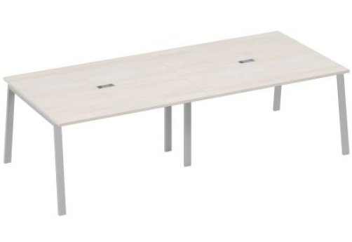 Стол для переговоров Мира Трио, цвет дуб шамони + серый