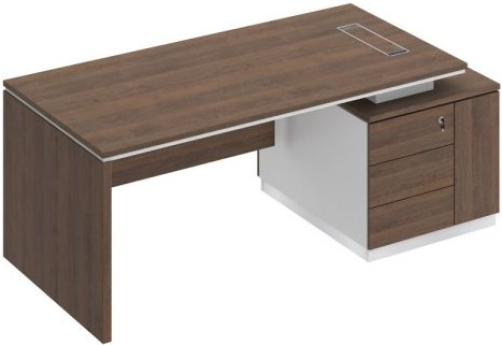 Стол руководителя на опорной тумбе (опора ДСП) Римини Т, цвет дуб темный + белый + дуб темный
