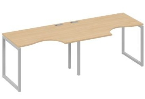Рабочая станция эргономичная (2х120) Мира Одри, цвет натуральный дуб + серый