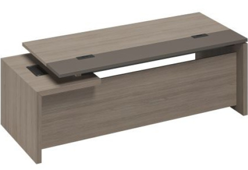 Стол руководителя с кабель-каналами правый Британия, цвет дуб + серый