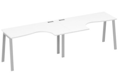 Рабочая станция эргономичная 2х140 Мира Трио, цвет белый премиум + серый