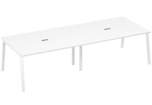 Стол для переговоров Мира Трио, цвет белый премиум + белый