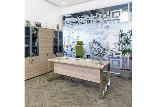 Стол рабочий с передней панелью Гавана Металл, цвет гавана + хром