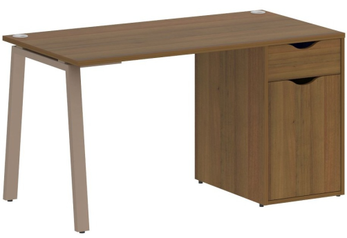 Стол письменный с тумбой, цвет орех + мокко