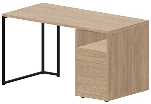 Стол на опорной тумбе правый Мейлон, цвет светлый дуб