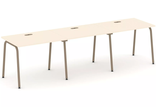 Рабочая станция на 3 места (с лючками), цвет сатин