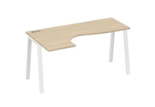 Стол эргономичный левый Мира Трио, цвет дуб скандинавский + белый