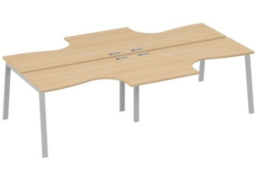 Рабочая станция эргономичная 4х140 Мира Трио, цвет натуральный дуб + серый