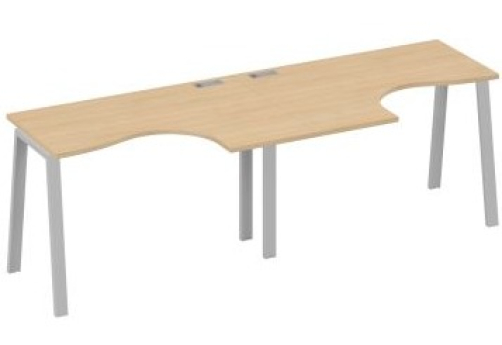 Рабочая станция эргономичная 2х120 Мира Трио, цвет натуральный дуб + серый