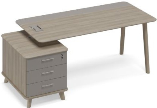 Стол руководителя на малой опорной тумбе левый (тип 1) Види Вуд, цвет вяз + мокко