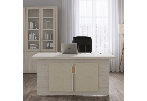 Стол письменный (вставки - экокожа) Доминго, цвет дуб шамони светлый