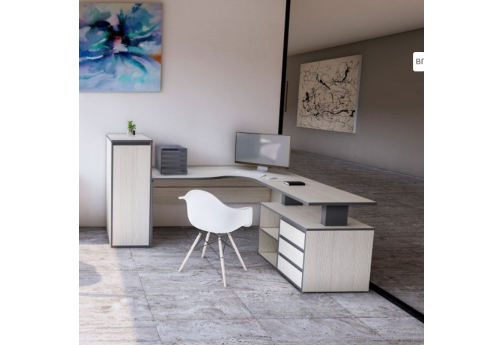 Стол эргономичный правый с тумбой Валенсия, цвет сосна карелия