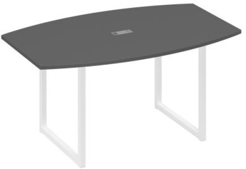 Стол для переговоров фигурный Мира Одри, цвет антрацит премиум + белый