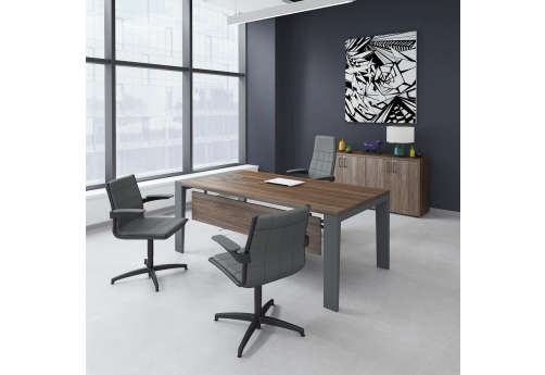 Стол руководителя с лицевой панелью Вайтен, цвет орех