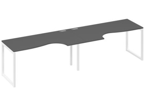 Рабочая станция эргономичная (2х160) Мира Одри, цвет антрацит премиум + белый