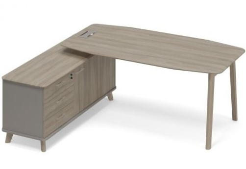 Стол руководителя на опорной тумбе левый (тип 2) Види Вуд, цвет мокко + вяз