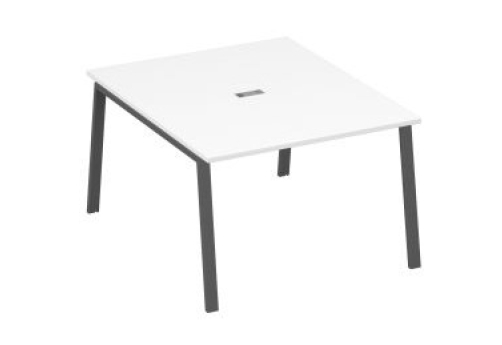 Стол для переговоров Мира Трио, цвет белый премиум + антрацит