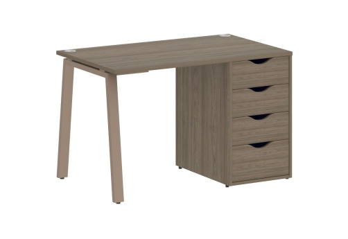 Стол письменный с тумбой 4 ящика, цвет вяз + мокко
