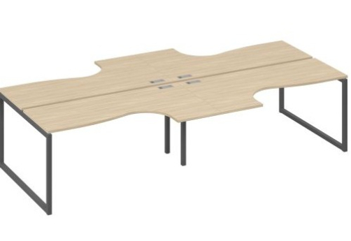 Рабочая станция эргономичная (4х160) Мира Одри, цвет дуб скандинавский + антрацит