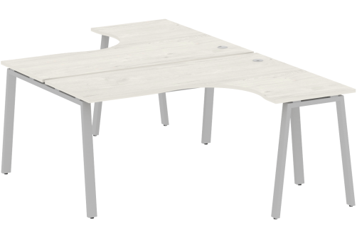 Стол на 2 рабочих места эргономичный, цвет дуб новара