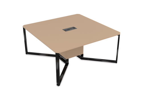 Стол-квадрат, цвет мокко + черный-глянец