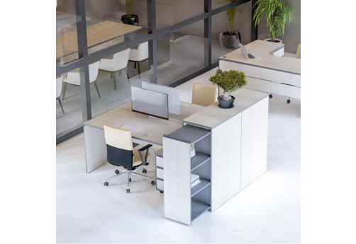 Составной стол на 2 рабочих места с выдвижными тумбами Валенсия, цвет сосна карелия