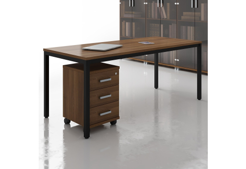 Стол прямой Апрель, цвет темный дуб + черный