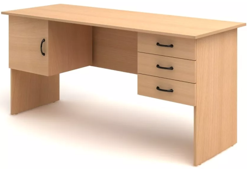 Стол 2-тумбовый (3 ящика + дверка), цвет бук