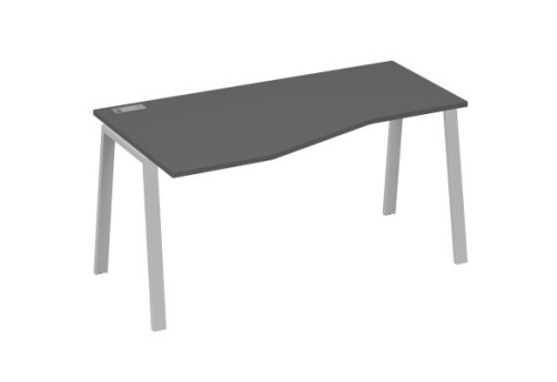 Стол эргономичный левый 160 Мира Трио, цвет антрацит премиум + серый