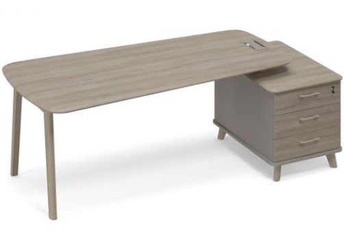 Стол руководителя на малой опорной тумбе правый (тип 3) Види Вуд, цвет мокко + вяз