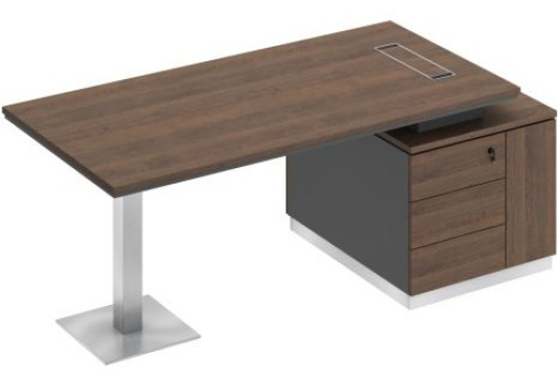 Стол на опорной тумбе Римини Т, цвет дуб темный + антрацит + дуб темный