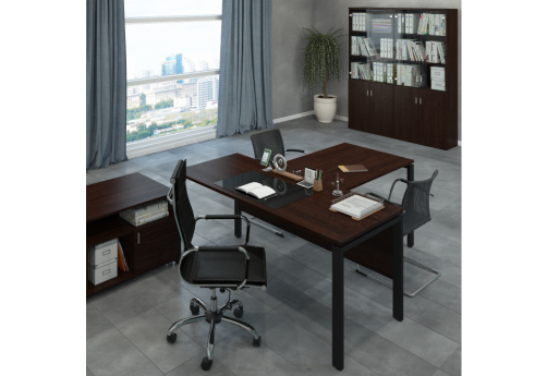 Стол руководителя с брифинг-приставкой Хайтек Люкс, цвет венге