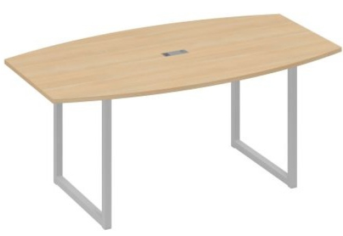 Стол для переговоров фигурный Мира Одри, цвет натуральный дуб + серый