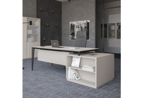 Стол с опорной тумбой левый Дания, цвет ясень