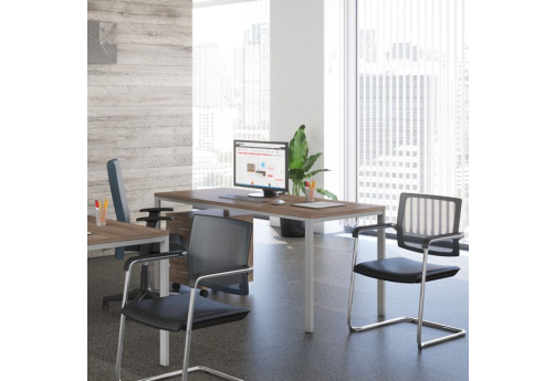 Стол письменный на металлокаркасе Прайм Металл 25, цвет шамони темный + серый