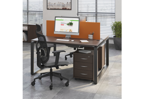 Стол на 2 рабочих места (с просветом) Апрель Квадро Венге, цвет венге + черный