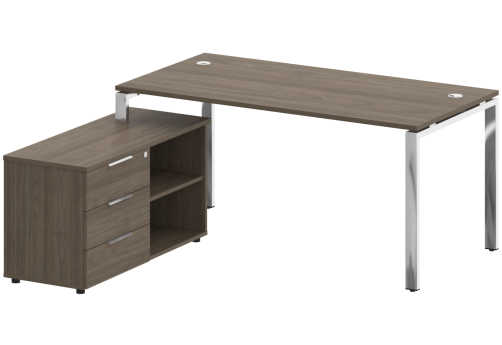 Стол руководителя с опорной тумбой левый, цвет вяз