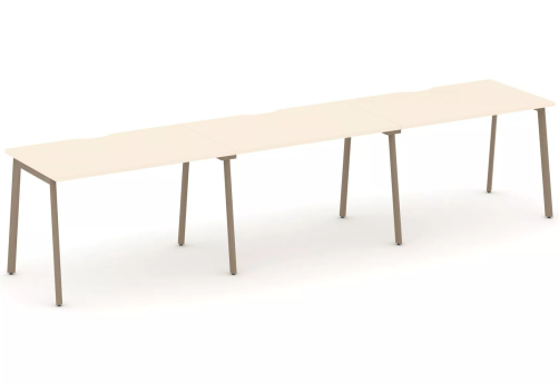 Рабочая станция на 3 места (с вырезом под провода), цвет сатин