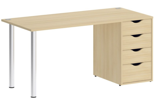 Стол письменный с тумбой 4 ящика, цвет акация