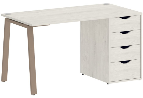 Стол письменный с тумбой 4 ящика, цвет дуб наварра + мокко