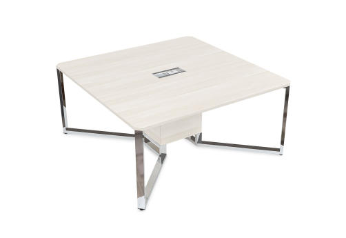 Стол-квадрат, цвет слоновая кость + металл-глянец