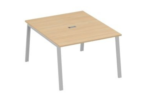 Стол для переговоров Мира Трио, цвет натуральный дуб + серый