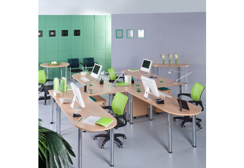 Рабочая станция на 4 человека Тарли Хром, цвет вяз светлый