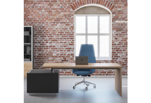 Стол с опорной тумбой Терра, цвет гикори