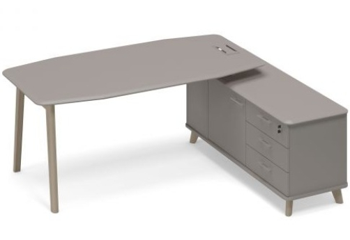 Стол руководителя на опорной тумбе правый (тип 2) Види Вуд, цвет вяз + мокко