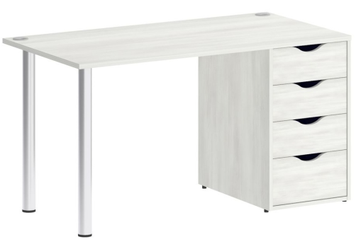 Стол письменный с тумбой 4 ящика, цвет белое дерево