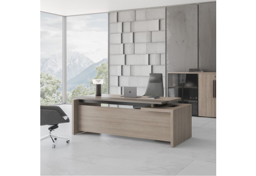 Стол руководителя левый Британия, цвет дуб + серый