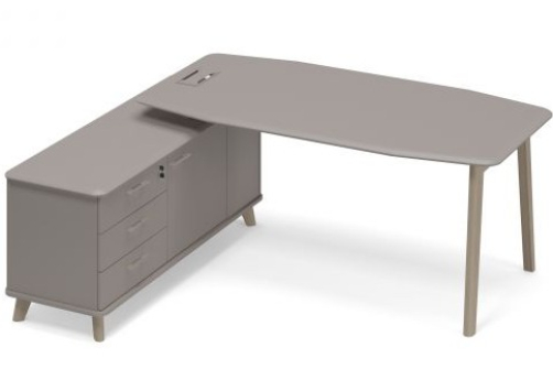 Стол руководителя на опорной тумбе левый (тип 2) Види Вуд, цвет вяз + мокко